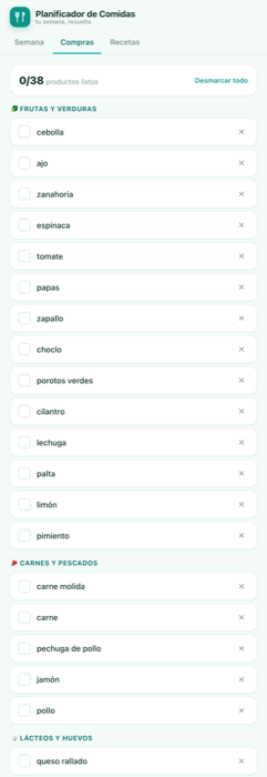 Lista de compras por pasillo