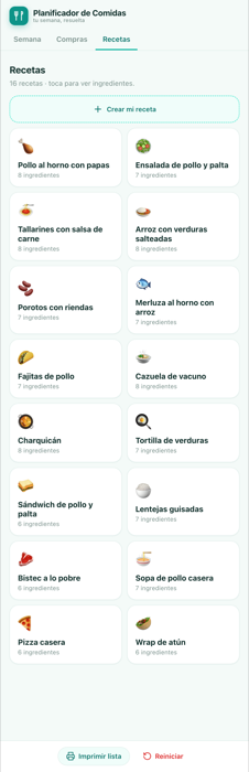 Recetas listas